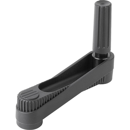 Kipp Crank Handle Size:3 Reamed Hole D2=14, A=125, H=139, 5 Thermoplastic, Revolving, Comp:Thermoplastic K0659.3314